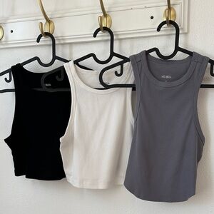 Wild Fable (3) Ribbed Tank Tops - Black, White, Gray